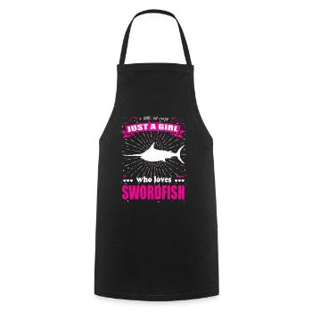 Just a Girl who loves Schwertfisch Outfit - Kochschürze - Schwarz - Vorne - AI Model Male 185 dark (185cm)