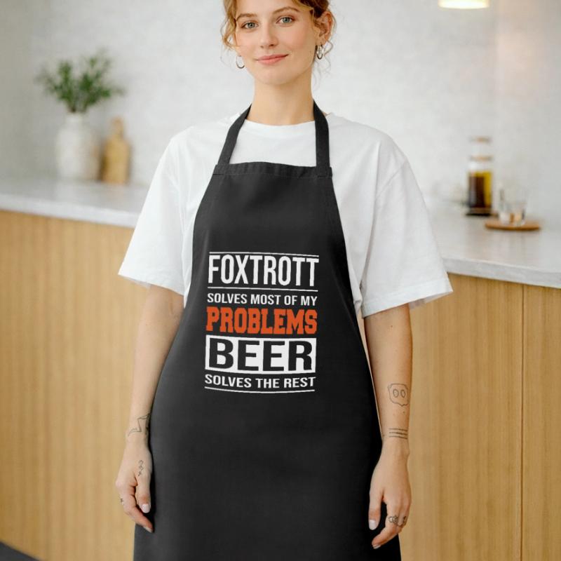 Foxtrot solves problems, beer solves the rest Cooking Apron