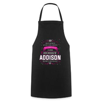 Eure Hoheit Addison betritt den Raum - Kochschürze - Schwarz - Vorne - AI Model Male 185 dark (185cm)