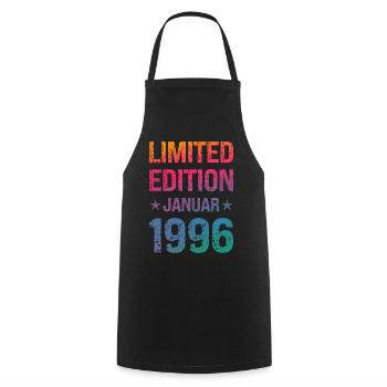 Fête d'anniversaire en édition limitée Vintage 1996 - Tablier de cuisine - noir - Devant - AI Model Male 185 dark (185cm)