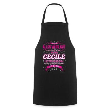 Alles wird gut denn Cecile Ist da Outfit - Kochschürze - Schwarz - Vorne - AI Model Male 185 dark (185cm)