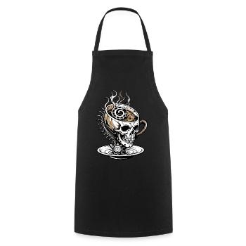 Coffee Skull // Skull Coffee // Caffeine FS0116 - Cooking Apron - black - Front - AI Model Male 185 dark (185cm)
