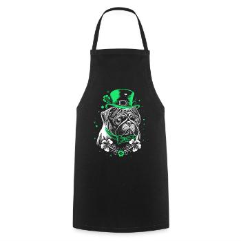 Pug with St Patrick's Day Hat - Cooking Apron - black - Front - AI Model Male 185 dark (185cm)