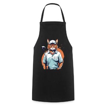 Golf Katze Handballspieler Streetwear Design - Kochschürze - Schwarz - Vorne - AI Model Male 185 dark (185cm)