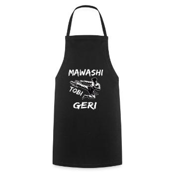 Mawashi Tobi Geri, le coup de pied du karaté dans le saut - Tablier de cuisine - noir - Devant - AI Model Male 185 dark (185cm)