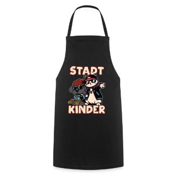 Stadtkinder Design, Hip Hop Katze und Hund - Kochschürze - Schwarz - Vorne - AI Model Male 185 dark (185cm)