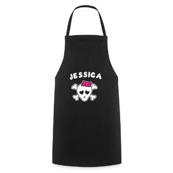 Design Pirate Jessica pour filles et femmes - Tablier de cuisine - noir - Devant - AI Model Male 185 dark (185cm)