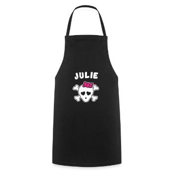 Design Pirate Julie pour filles et femmes - Tablier de cuisine - noir - Devant - AI Model Male 185 dark (185cm)