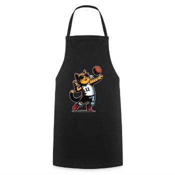 Chat volleyeur - Cat Sports Design - Tablier de cuisine - noir - Devant - AI Model Male 185 dark (185cm)