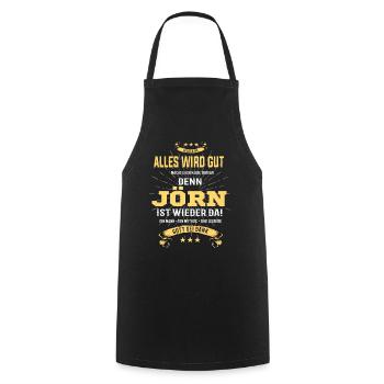 Everything will be alright, because Jörn Ist da Outfit - Cooking Apron - black - Front - AI Model Male 185 dark (185cm)