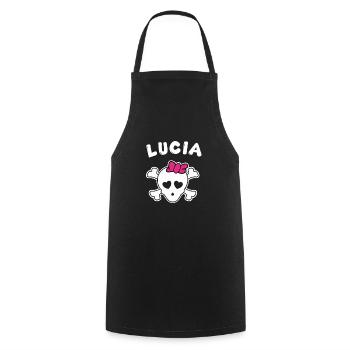 Design Pirate Lucia pour filles et femmes - Tablier de cuisine - noir - Devant - AI Model Male 185 dark (185cm)