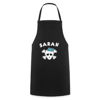Piratin Sarah Design für Mädchen und Frauen - Kochschürze - Schwarz - Vorne - AI Model Male 185 dark (185cm)