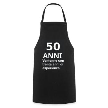 50 ans - Tablier de cuisine - noir - Devant - AI Model Male 185 dark (185cm)