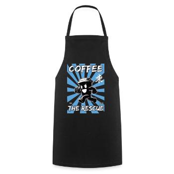 Le café à la rescousse - Tablier de cuisine - noir - Devant - AI Model Male 185 dark (185cm)