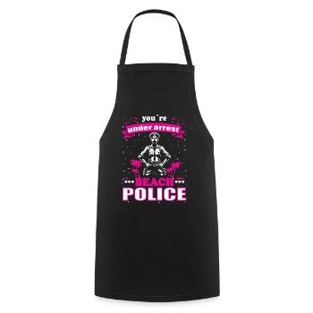 Conception de la police de plage pour les femmes en vacances - Tablier de cuisine - noir - Devant - AI Model Male 185 dark (185cm)