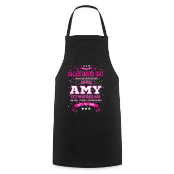 Everything will be fine, because Amy. Is There Outfit - Cooking Apron - black - Front - AI Model Male 185 dark (185cm)
