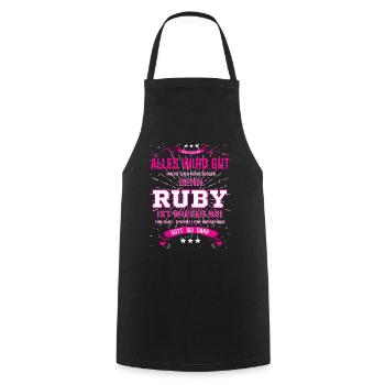 Alles wird gut denn Ruby Ist da Outfit - Kochschürze - Schwarz - Vorne - AI Model Male 185 dark (185cm)