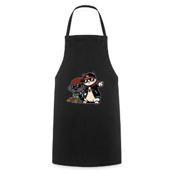 Dog and cat in hip hop style - Cooking Apron - black - Front - AI Model Male 185 dark (185cm)