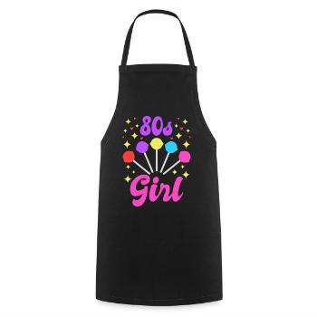 Fille des années 80 - Tablier de cuisine - noir - Devant - AI Model Male 185 dark (185cm)