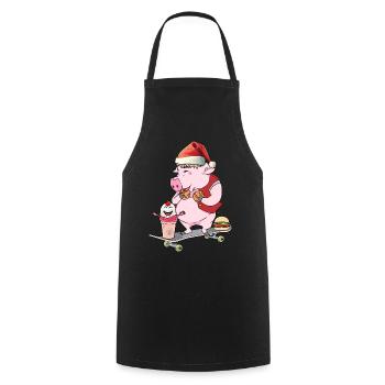 Père Noël patineur Patinage Cochon - Tablier de cuisine - noir - Devant - AI Model Male 185 dark (185cm)