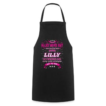 Tout ira bien parce que Lilly est là Tenue - Tablier de cuisine - noir - Devant - AI Model Male 185 dark (185cm)