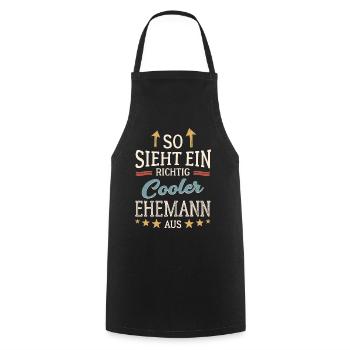 So sieht ein cooler Ehemann aus Partner Gatte - Kochschürze - Schwarz - Vorne - AI Model Male 185 dark (185cm)