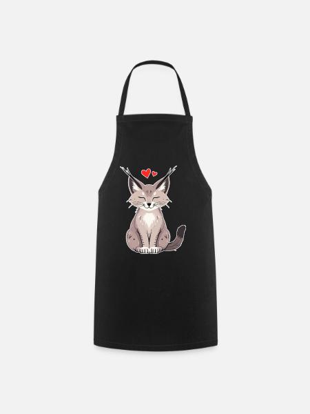 Little Lynx with Heart – Cute & Wild - Cooking Apron - black