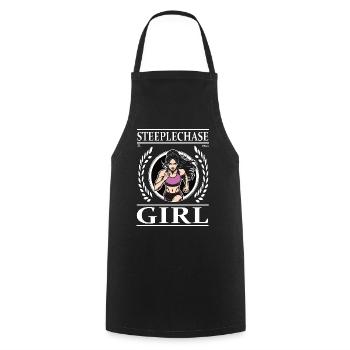 Steeplechase Girl – Hindernis ist kein Problem - Kochschürze - Schwarz - Vorne - AI Model Male 185 dark (185cm)