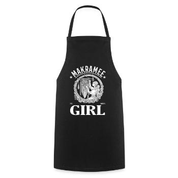 Macrame Girl – Pour la femme avec le grand passe-temps - Tablier de cuisine - noir - Devant - AI Model Male 185 dark (185cm)