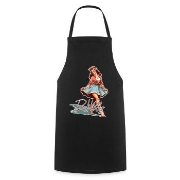 Rockabilly Style Outfit Woman Barefoot Retro Gift - Cooking Apron - black - Front - AI Model Male 185 dark (185cm)