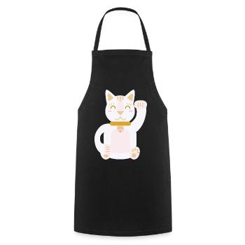 Maneki Neko L Chat porte-bonheur - Tablier de cuisine - noir - Devant - AI Model Male 185 dark (185cm)