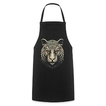 White Tiger Head - Cooking Apron - black - Front - AI Model Male 185 dark (185cm)