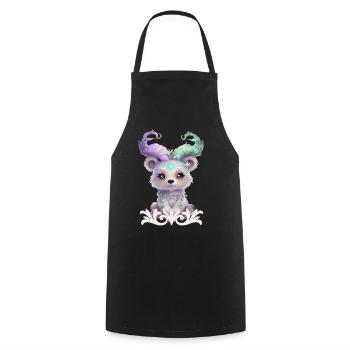 Magical bear cub in pastel glitter. - Cooking Apron - black - Front - AI Model Male 185 dark (185cm)