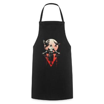 Ethereal Man with Wings and Moon - Cooking Apron - black - Front - AI Model Male 185 dark (185cm)