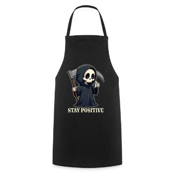 Stay Positive - Cooking Apron - black - Front - AI Model Male 185 dark (185cm)