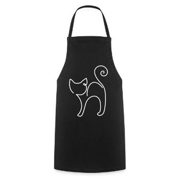 Side Cat Sketch – Elegant Animal Motif - Cooking Apron - black - Front - AI Model Male 185 dark (185cm)