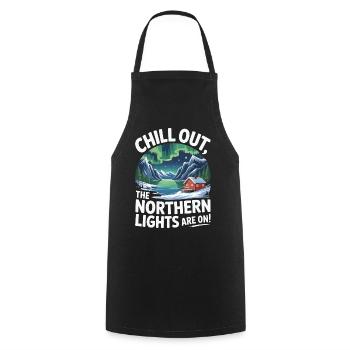 Chill Out - The Northern Lights Are On! - Cooking Apron - black - Front - AI Model Male 185 dark (185cm)