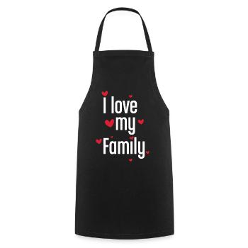 I Love My Family Red Hearts Minimalist Graphic - Cooking Apron - black - Front - AI Model Male 185 dark (185cm)