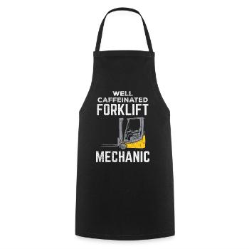 Well Caffeinated Forklift Mechanic Design - Cooking Apron - black - Front - AI Model Male 185 dark (185cm)