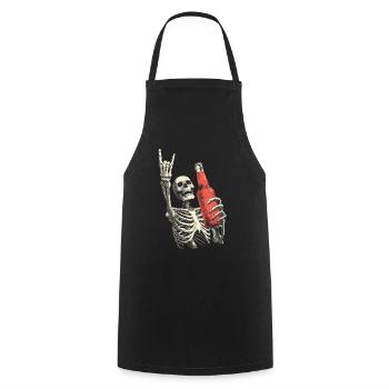 Skelett mit Flasche Party - Kochschürze - Schwarz - Vorne - AI Model Male 185 dark (185cm)