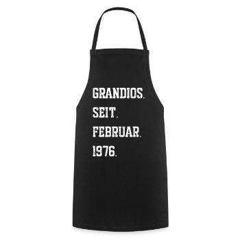 50th birthday February 1976 - Cooking Apron - black - Front - AI Model Male 185 dark (185cm)