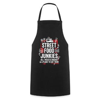 Street Food Junkies Snack Paradise - Cooking Apron - black - Front - AI Model Male 185 dark (185cm)