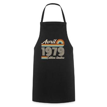 April 1979 Retro Birthday 1979 April 1979 - Cooking Apron - black - Front - AI Model Male 185 dark (185cm)