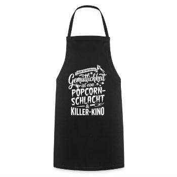 Popcornschlacht und Killer-Kino Horror - Kochschürze - Schwarz - Vorne - AI Model Male 185 dark (185cm)