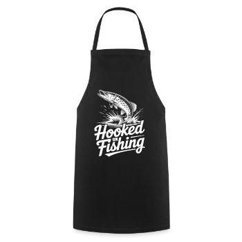 Hooked on Fishing - Cooking Apron - black - Front - AI Model Male 185 dark (185cm)