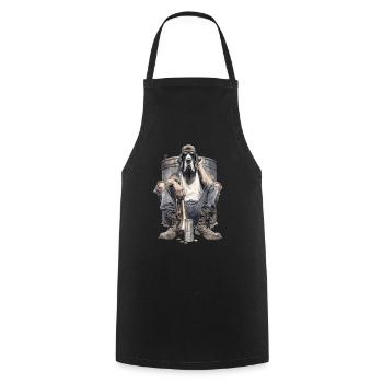Un dogue allemand cool avec trompette - Tablier de cuisine - noir - Devant - AI Model Male 185 dark (185cm)