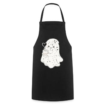 Kuscheliger Geist mit Kaffeebecher - Kochschürze - Schwarz - Vorne - AI Model Male 185 dark (185cm)