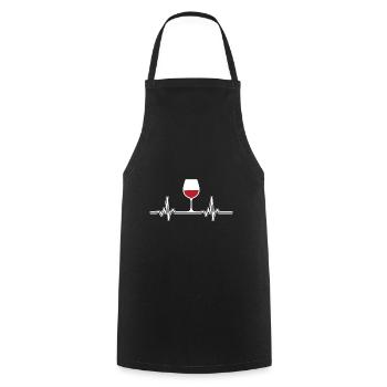 EKG Herzschlag Weinglas Wein - Kochschürze - Schwarz - Vorne - AI Model Male 185 dark (185cm)