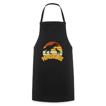Papasaurus Fête des Pères Dinosaure T-Rex Idée Cadeau - Tablier de cuisine - noir - Devant - AI Model Male 185 dark (185cm)
