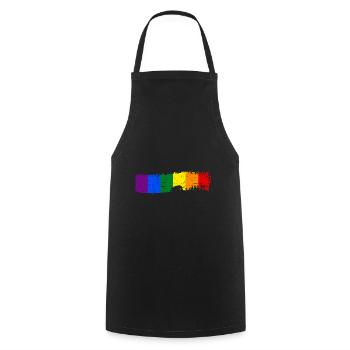 Pinselstrich Regenbogenflagge - Kochschürze - Schwarz - Vorne - AI Model Male 185 dark (185cm)
